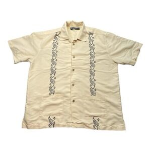 The Havanera Co Shirt Mens SiE XL Light Yellow Short Sleeve Button Up Hawaiian